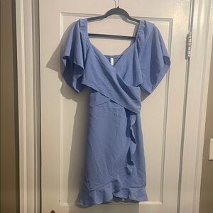 Chic Light Blue Off-Shoulder Mini Dress